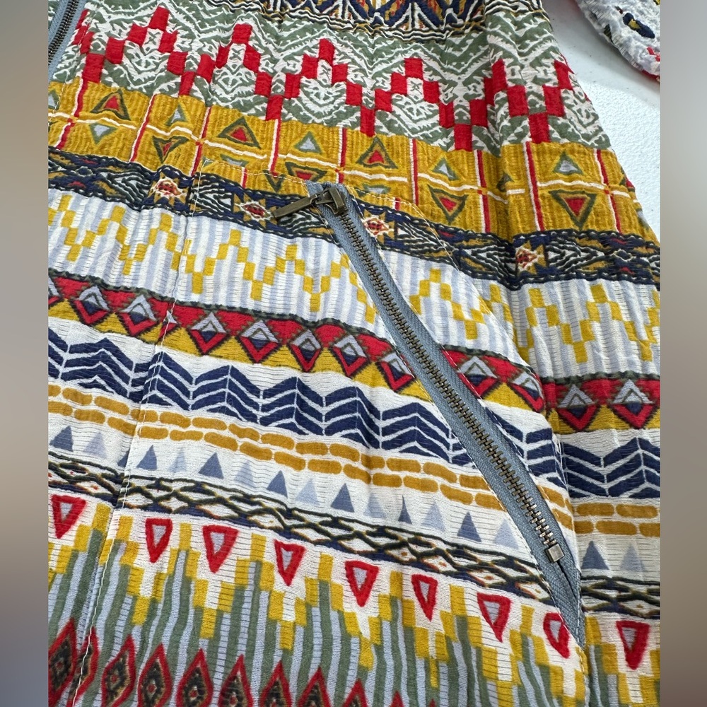 Multiples Tribal Print Zip Front Jacket Wired Collar Boho Artwear Layering Large - Picture 8 of 8